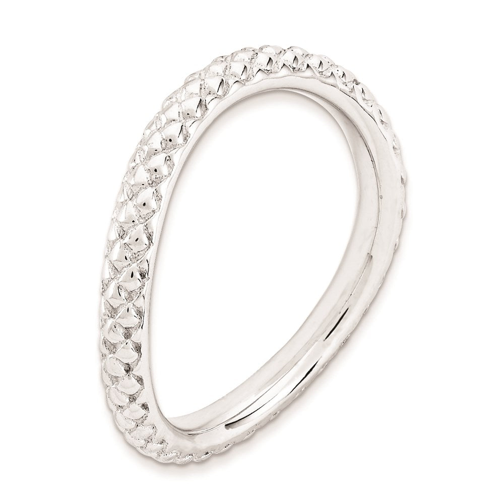 Sterling Silver Stackable Expressions Polished Rhodium Plate Wave Ring