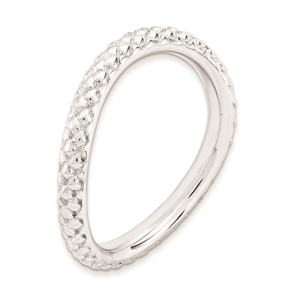 Sterling Silver Stackable Expressions Polished Rhodium Plate Wave Ring