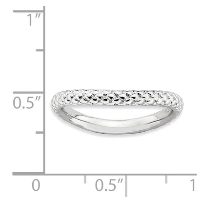 Sterling Silver Stackable Expressions Polished Rhodium Plate Wave Ring