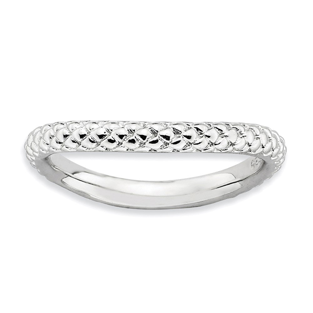 Sterling Silver Stackable Expressions Polished Rhodium Plate Wave Ring