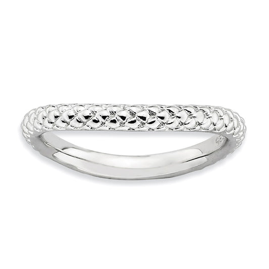 Sterling Silver Stackable Expressions Polished Rhodium Plate Wave Ring