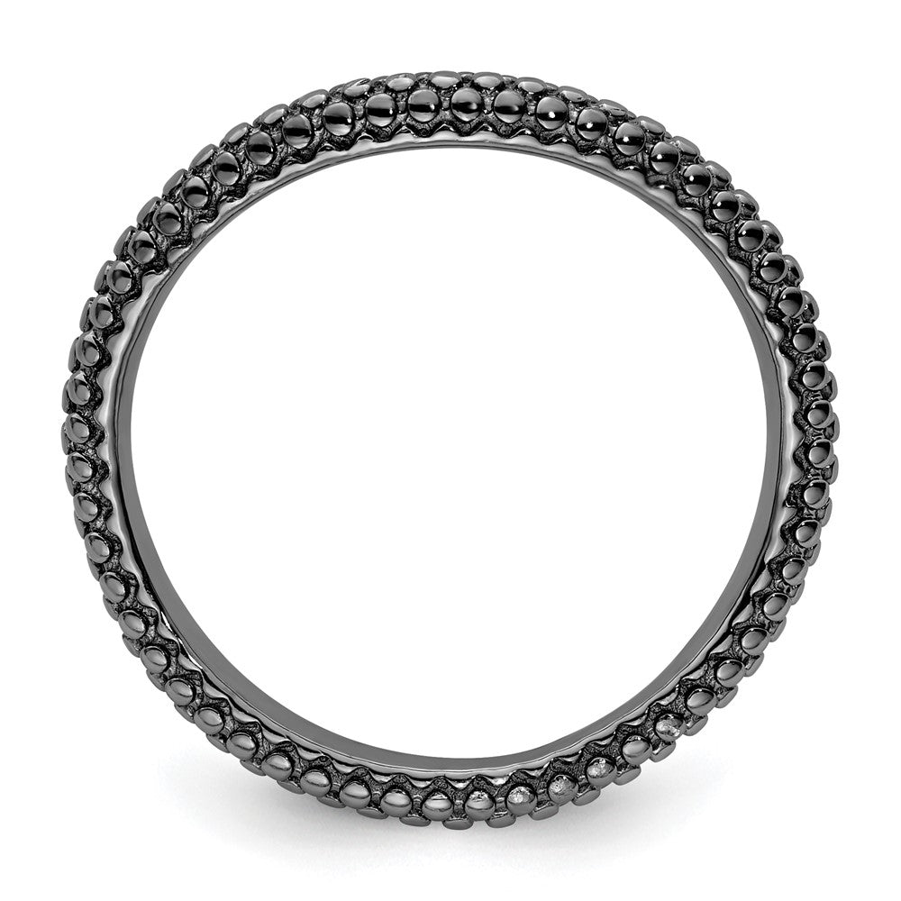 Sterling Silver Stackable Expressions Polished Black Plated Wave Ring