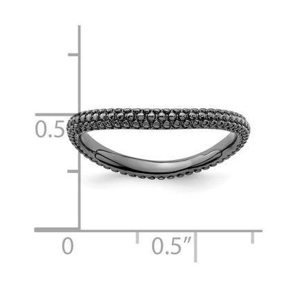 Sterling Silver Stackable Expressions Polished Black Plated Wave Ring