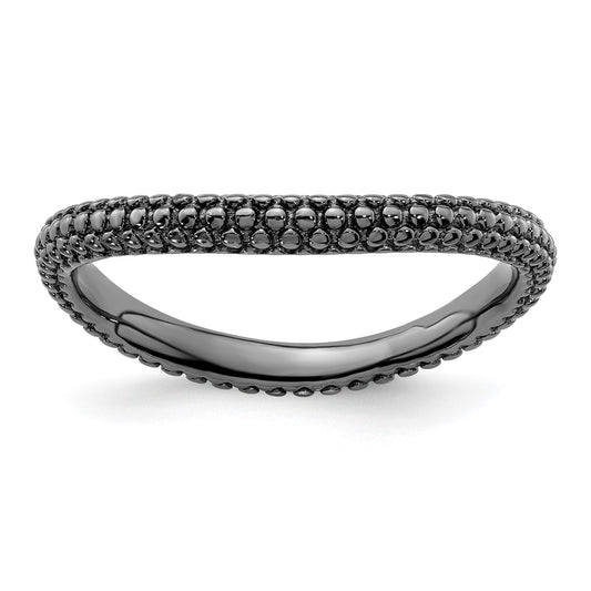 Sterling Silver Stackable Expressions Polished Black Plated Wave Ring