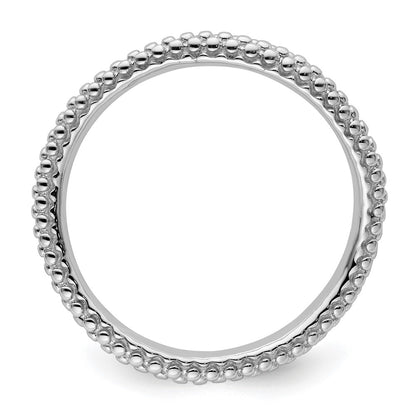 Sterling Silver Stackable Expressions Polished Rhodium Plated Wave Ring