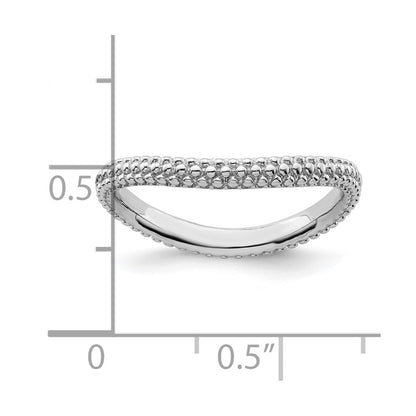 Sterling Silver Stackable Expressions Polished Rhodium Plated Wave Ring