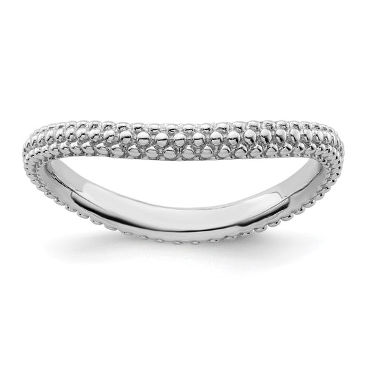 Sterling Silver Stackable Expressions Polished Rhodium Plated Wave Ring