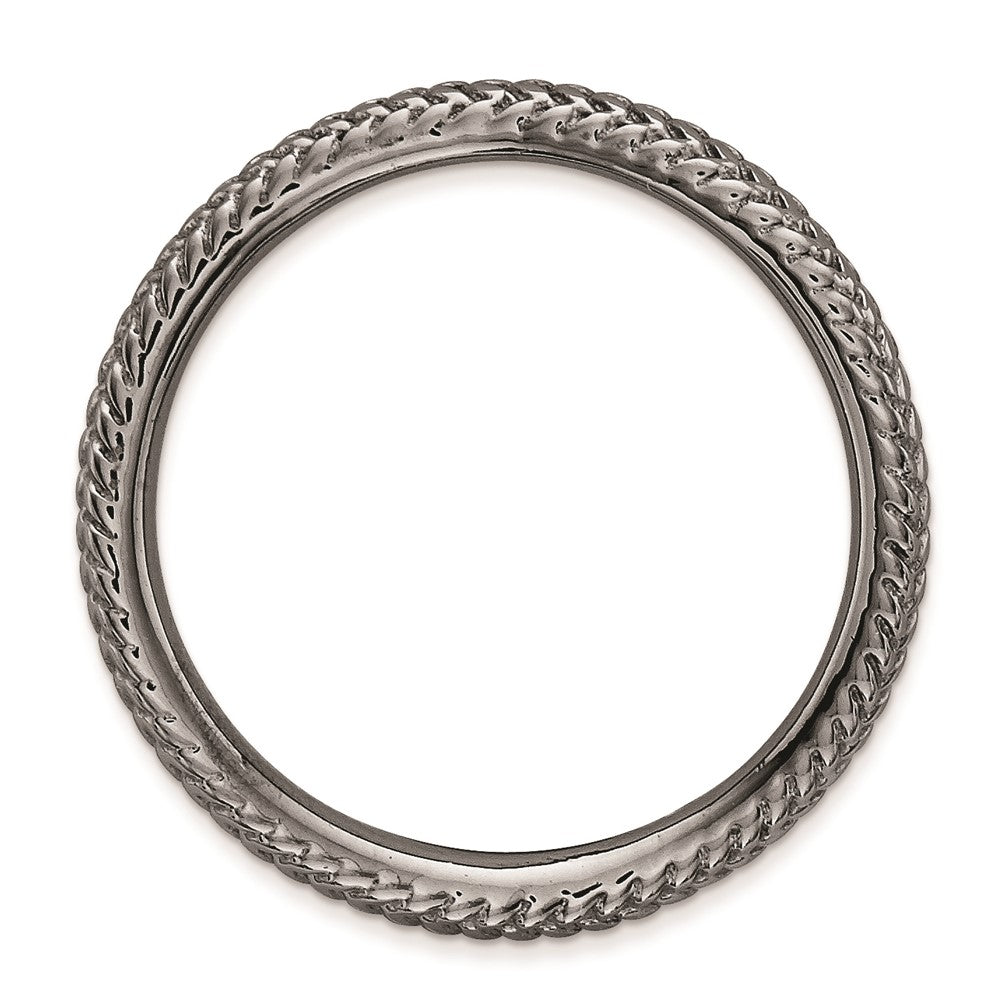 Sterling Silver Stackable Expressions Polished Black Plate Wave Ring