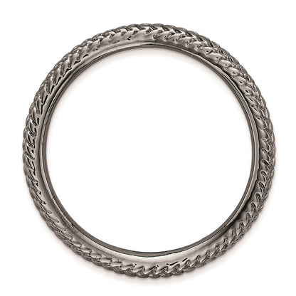 Sterling Silver Stackable Expressions Polished Black Plate Wave Ring