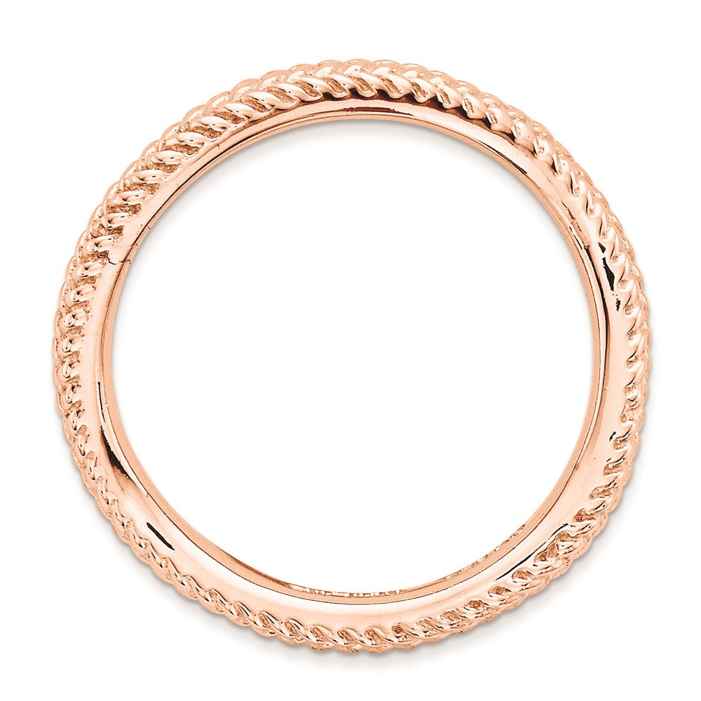 Sterling Silver Stackable Expressions Polished Pink Plate Wave Ring