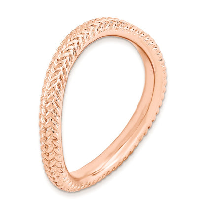 Sterling Silver Stackable Expressions Polished Pink Plate Wave Ring