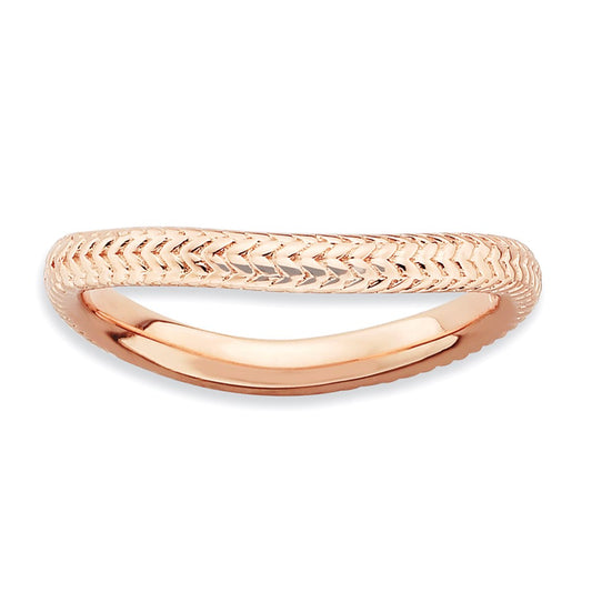 Sterling Silver Stackable Expressions Polished Pink Plate Wave Ring