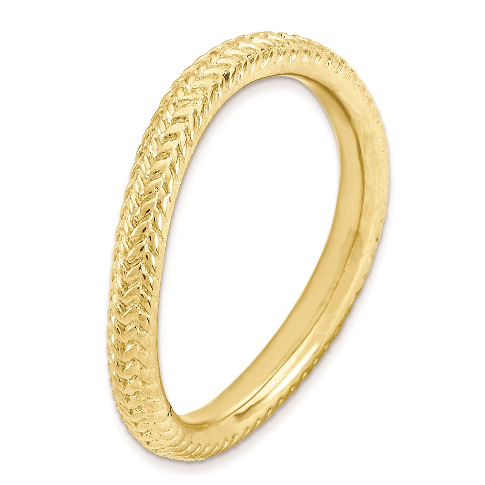 Sterling Silver Stackable Expressions Polished Gold Plate Wave Ring