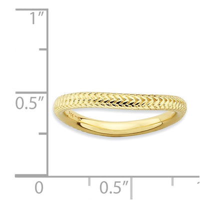 Sterling Silver Stackable Expressions Polished Gold Plate Wave Ring