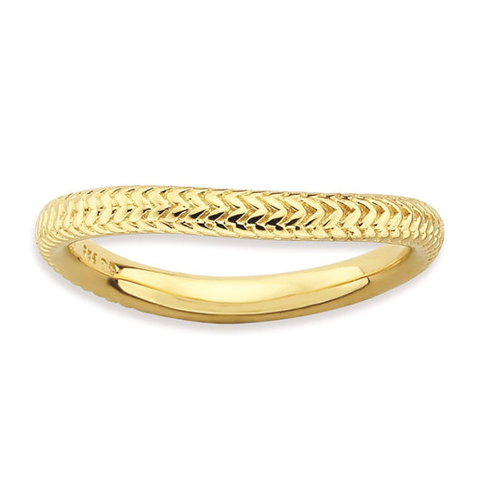Sterling Silver Stackable Expressions Polished Gold Plate Wave Ring