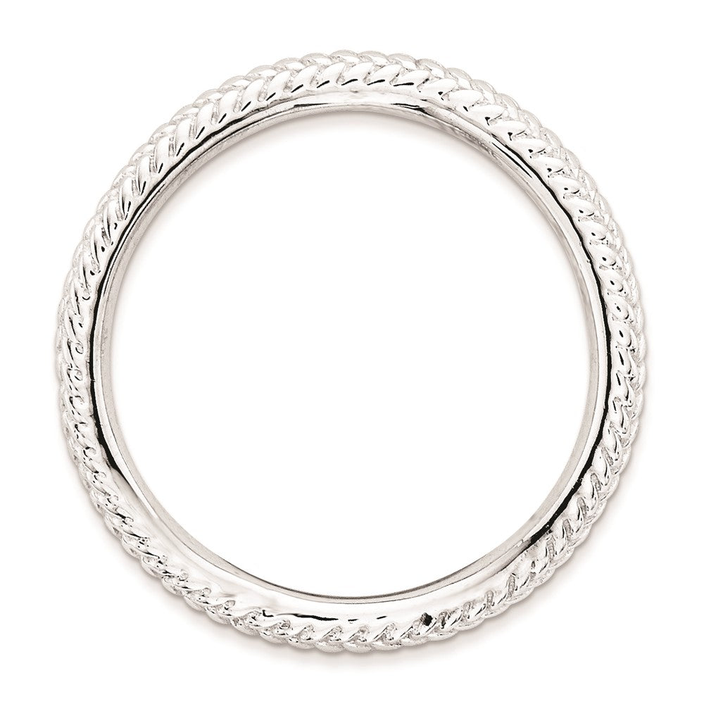 Sterling Silver Stackable Expressions Polished Rhodium Plate Wave Ring