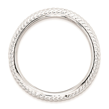 Sterling Silver Stackable Expressions Polished Rhodium Plate Wave Ring