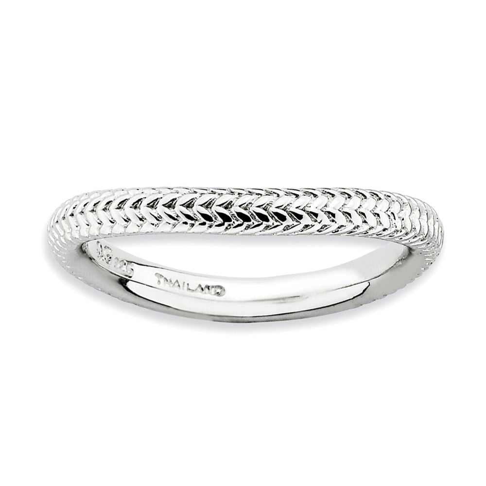 Sterling Silver Stackable Expressions Polished Rhodium Plate Wave Ring