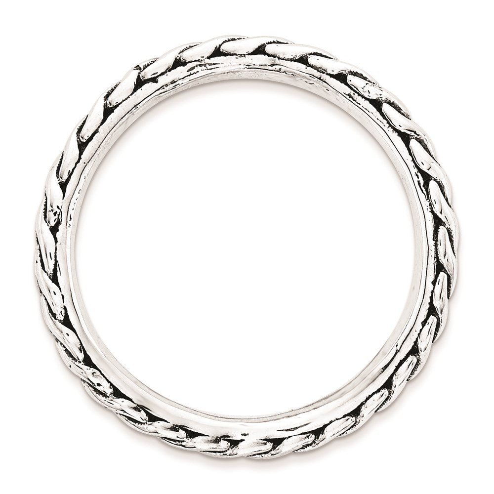 Sterling Silver Stackable Expressions Polished Rhodium Plate Wave Ring