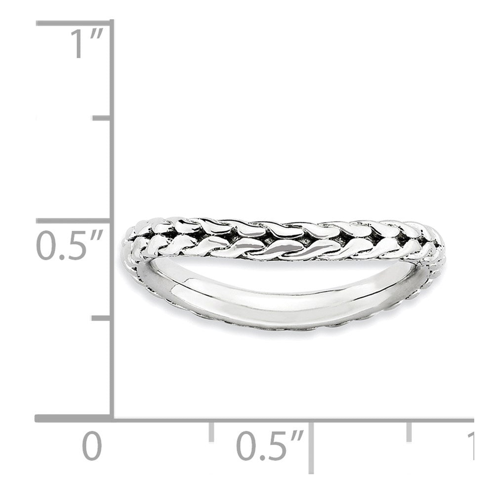 Sterling Silver Stackable Expressions Polished Rhodium Plate Wave Ring