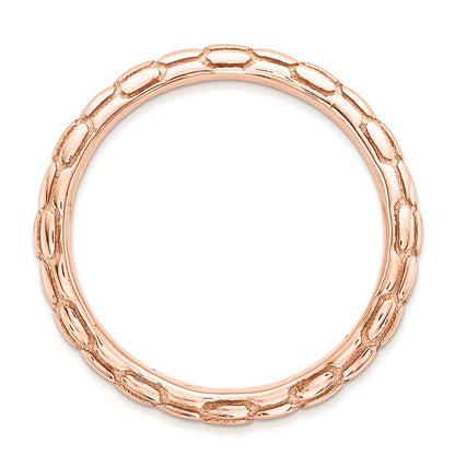 Sterling Silver Stackable Expressions Polished Pink Plate Wave Ring