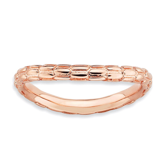 Sterling Silver Stackable Expressions Polished Pink Plate Wave Ring