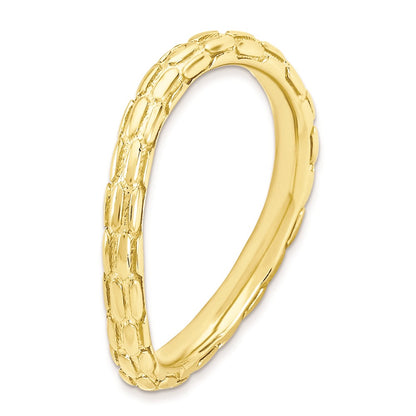 Sterling Silver Stackable Expressions Polished Gold Plate Wave Ring