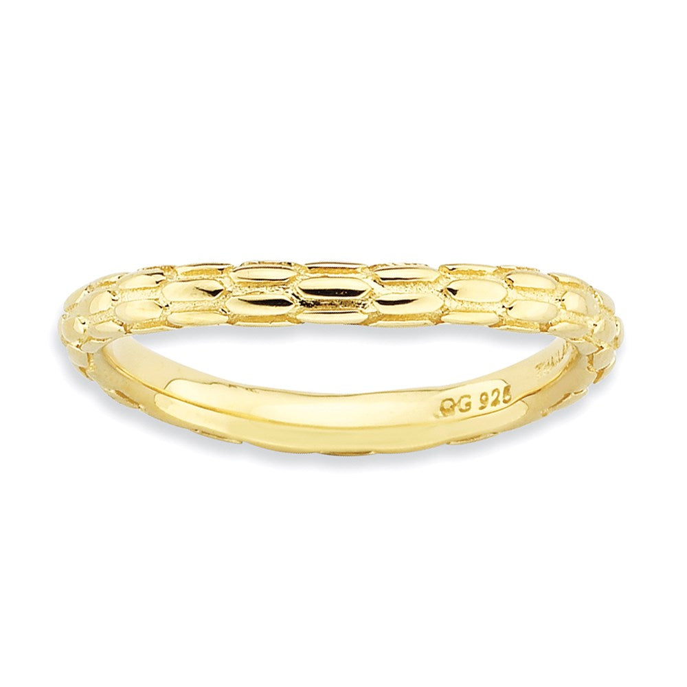 Sterling Silver Stackable Expressions Polished Gold Plate Wave Ring