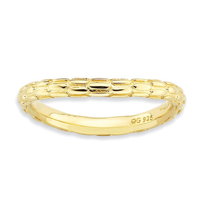 Sterling Silver Stackable Expressions Polished Gold Plate Wave Ring
