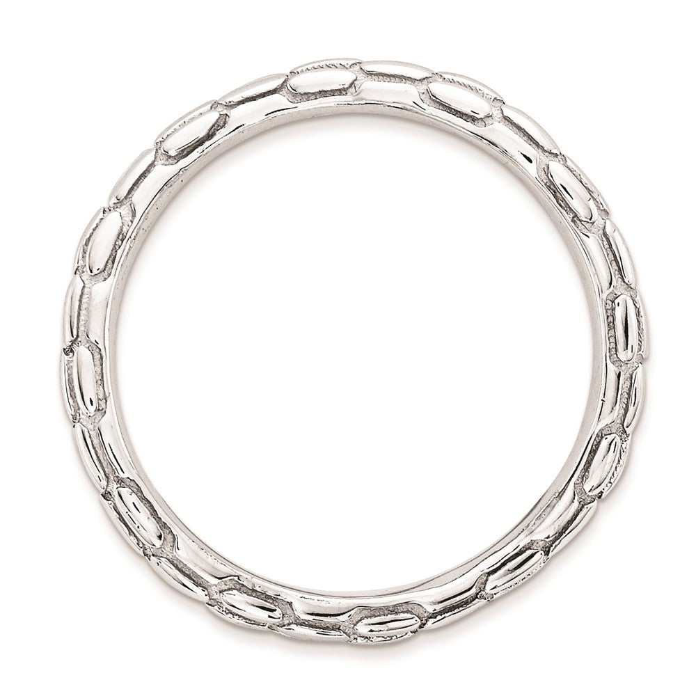 Sterling Silver Stackable Expressions Polished Rhodium Plate Wave Ring
