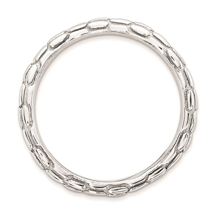 Sterling Silver Stackable Expressions Polished Rhodium Plate Wave Ring
