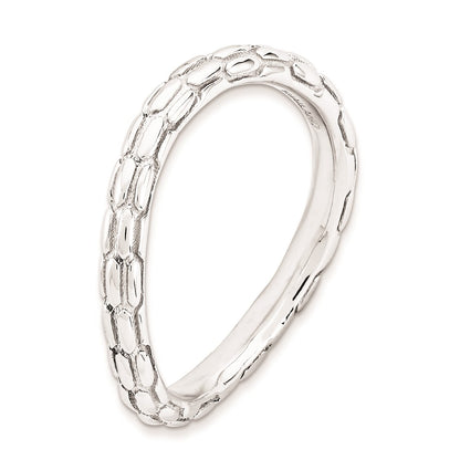 Sterling Silver Stackable Expressions Polished Rhodium Plate Wave Ring