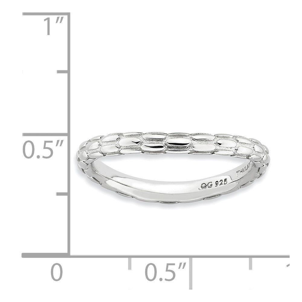 Sterling Silver Stackable Expressions Polished Rhodium Plate Wave Ring