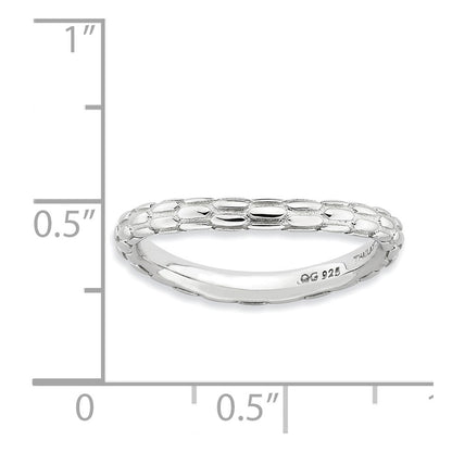 Sterling Silver Stackable Expressions Polished Rhodium Plate Wave Ring