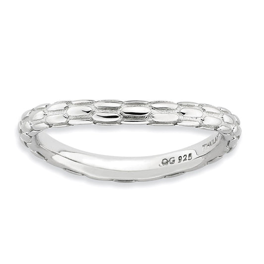 Sterling Silver Stackable Expressions Polished Rhodium Plate Wave Ring