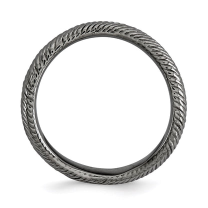 Sterling Silver Stackable Expressions Polished Black Plate Wave Ring