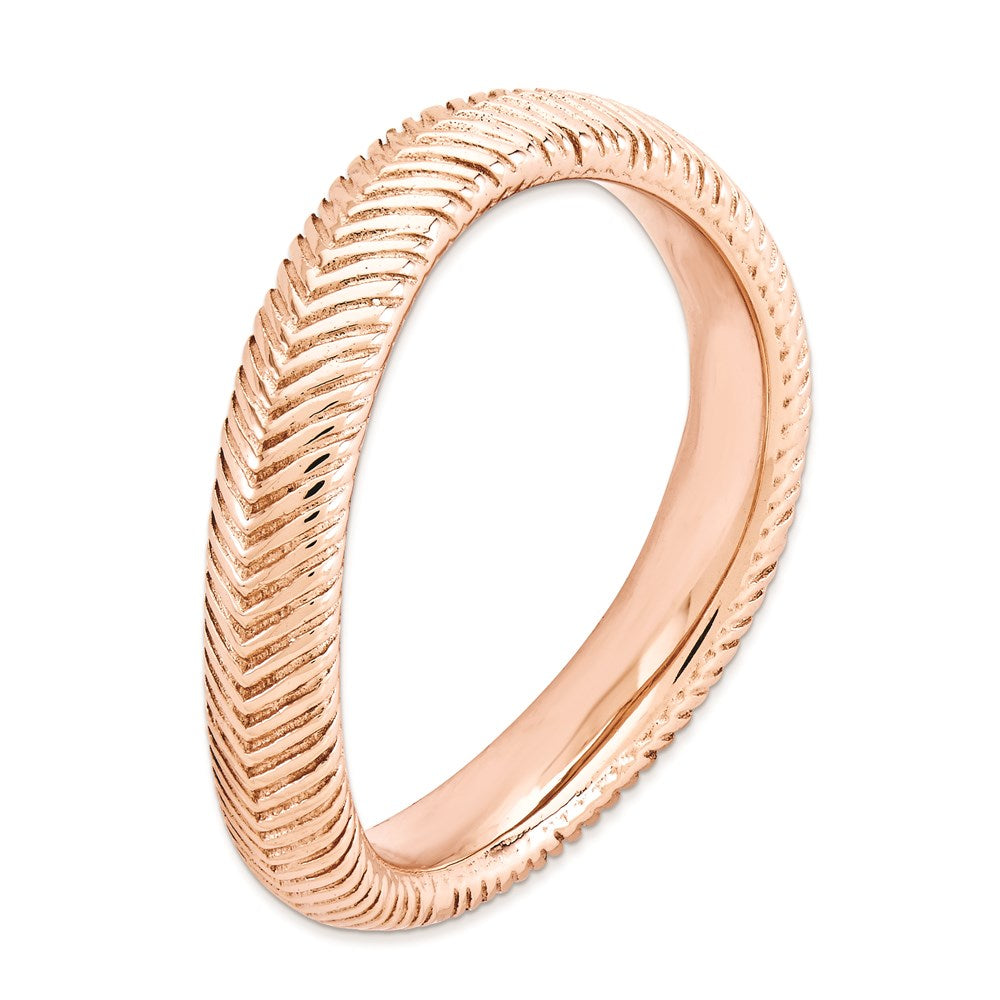 Sterling Silver Stackable Expressions Polished Pink Plate Wave Ring