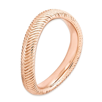 Sterling Silver Stackable Expressions Polished Pink Plate Wave Ring