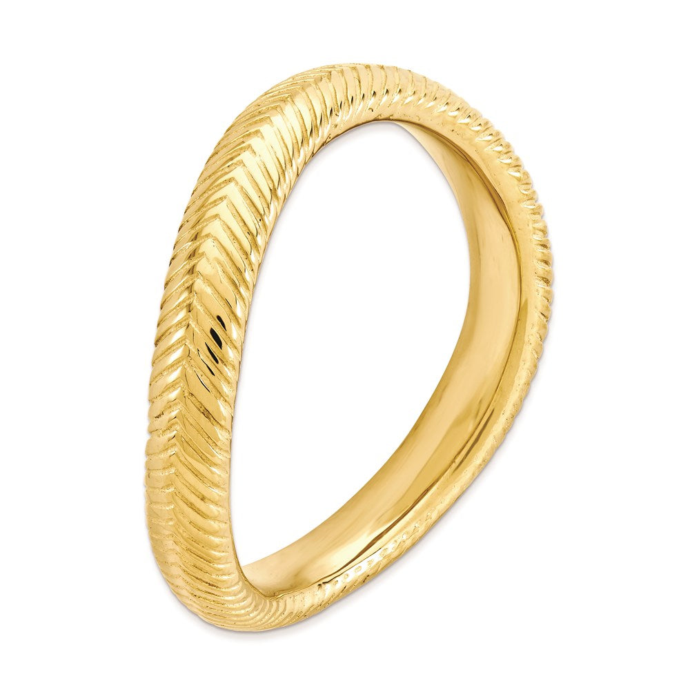 Sterling Silver Stackable Expressions Polished Gold Plate Wave Ring