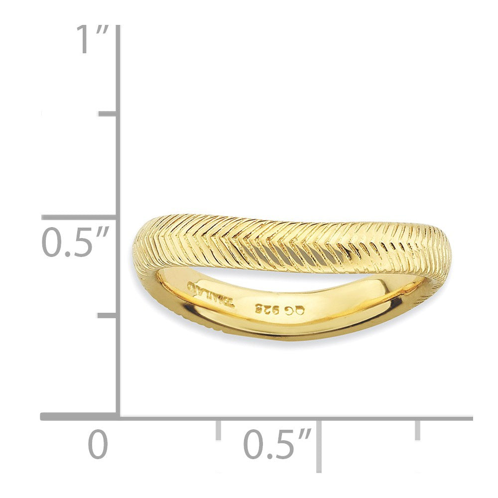 Sterling Silver Stackable Expressions Polished Gold Plate Wave Ring