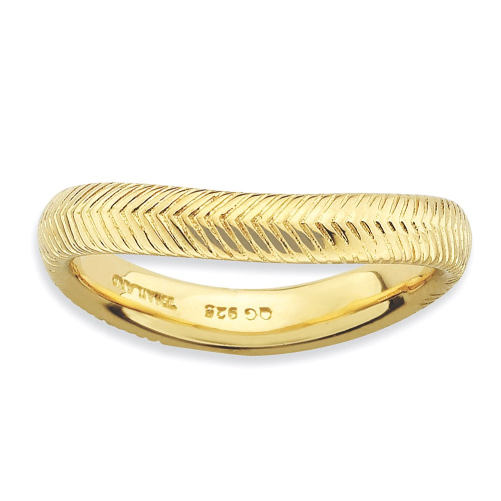 Sterling Silver Stackable Expressions Polished Gold Plate Wave Ring