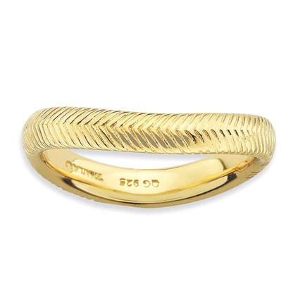 Sterling Silver Stackable Expressions Polished Gold Plate Wave Ring
