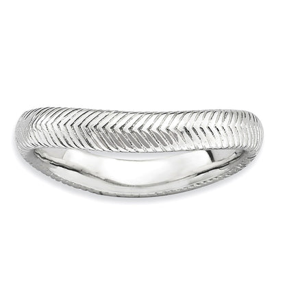 Sterling Silver Stackable Expressions Polished Rhodium Plate Wave Ring