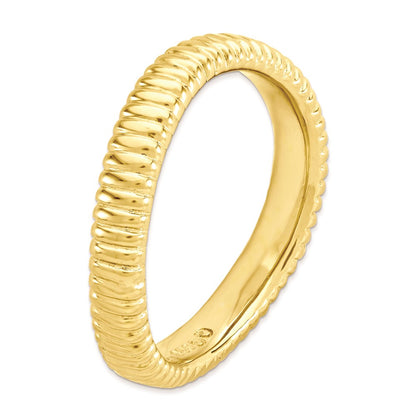 Sterling Silver Stackable Expressions Polished Gold Plate Wave Ring