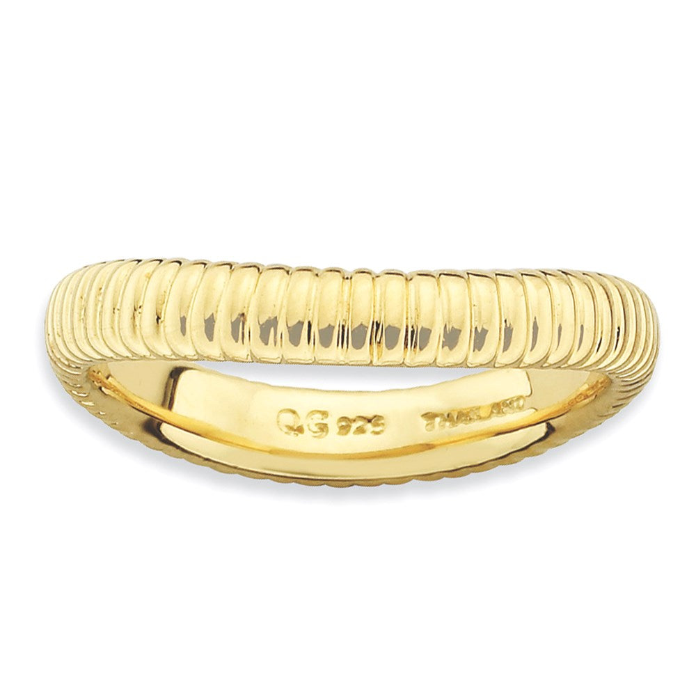 Sterling Silver Stackable Expressions Polished Gold Plate Wave Ring