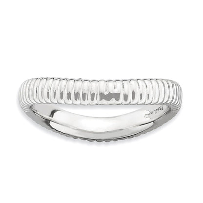 Sterling Silver Stackable Expressions Polished Rhodium Plate Wave Ring