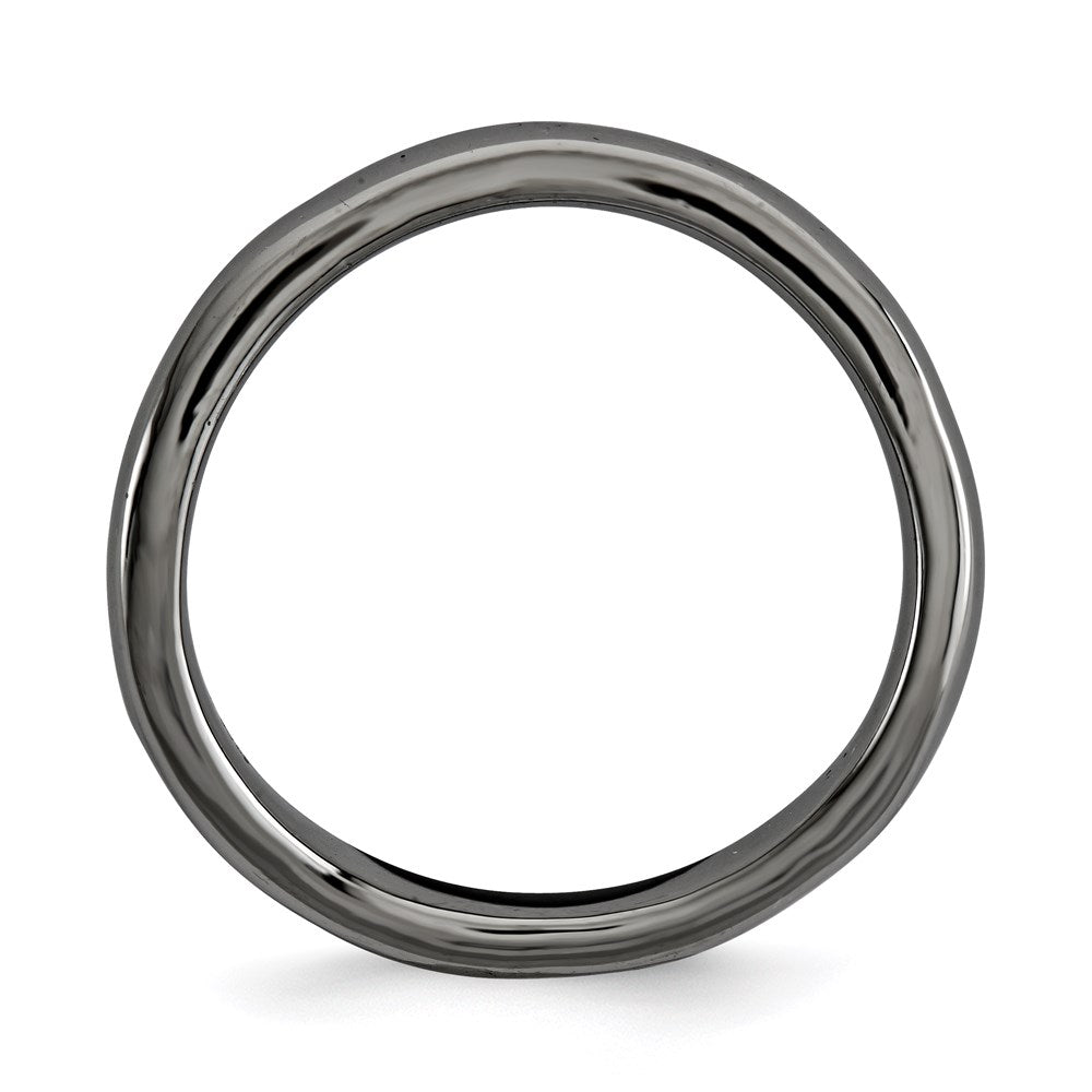 Sterling Silver Stackable Expressions Polished Black Plate Wave Ring