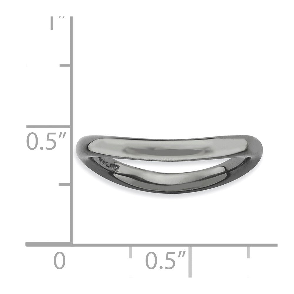 Sterling Silver Stackable Expressions Polished Black Plate Wave Ring