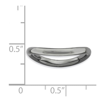 Sterling Silver Stackable Expressions Polished Black Plate Wave Ring