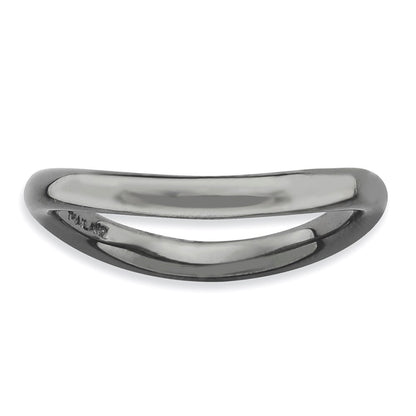 Sterling Silver Stackable Expressions Polished Black Plate Wave Ring